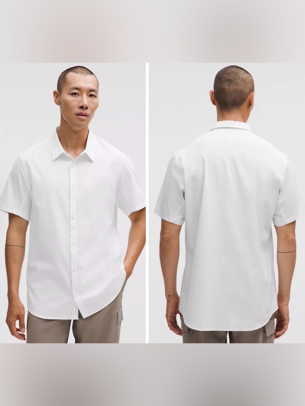 Lululemon Airing Easy Short-Sleeve Shirt Mens XL White Button Front Classic Fit